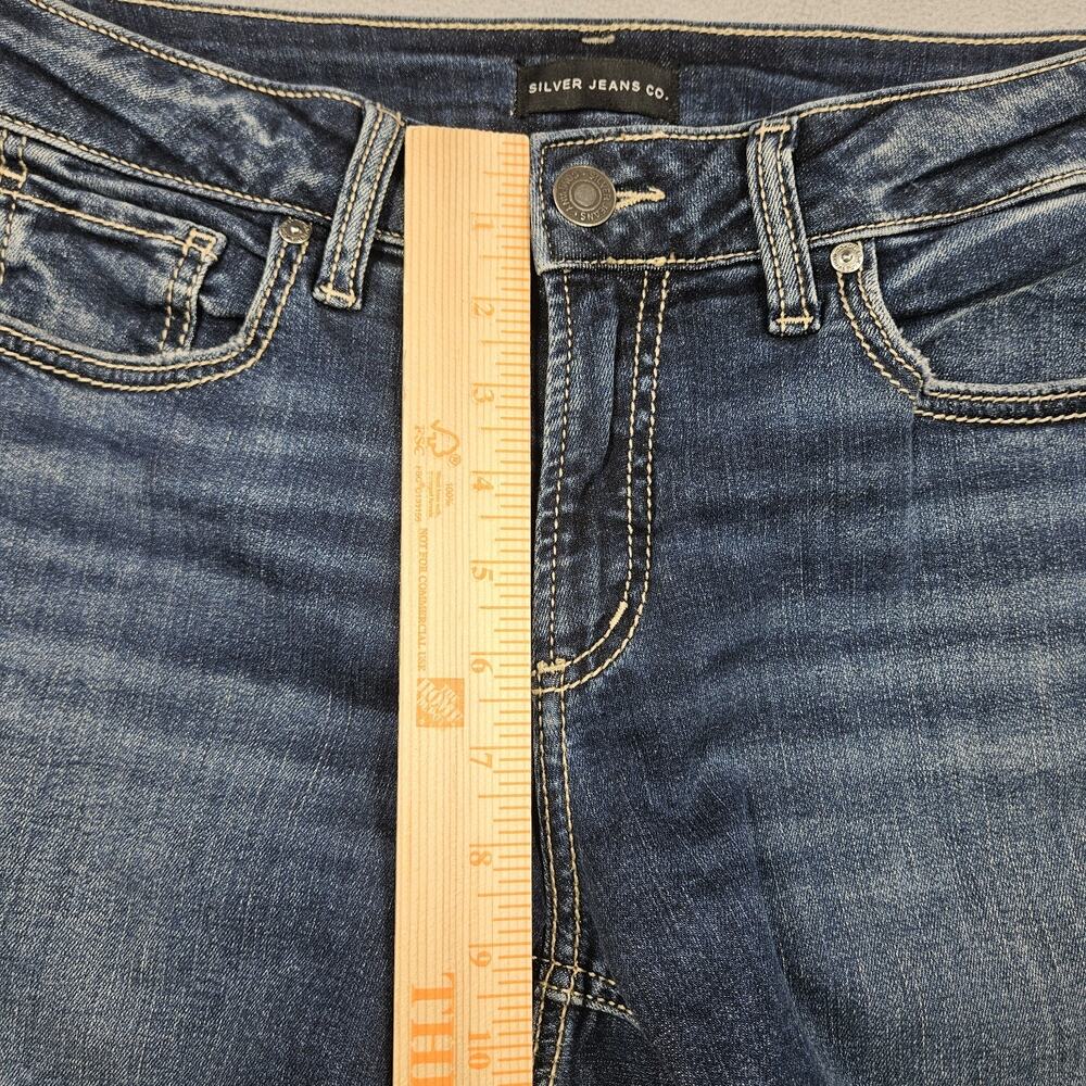 Silver Jeans Womens 31 Blue Stretch Suki Capri Crop Jeans Patriotic Flag USA - Picture 8 of 11